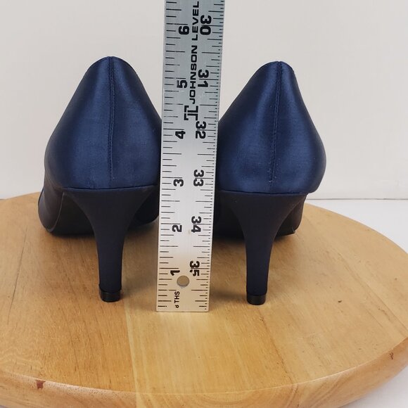 Dorothy Perkins US 7.5 UK 5 Dark Royal Blue Heels Brushed Satin Womens Shoes - Picture 7 of 14